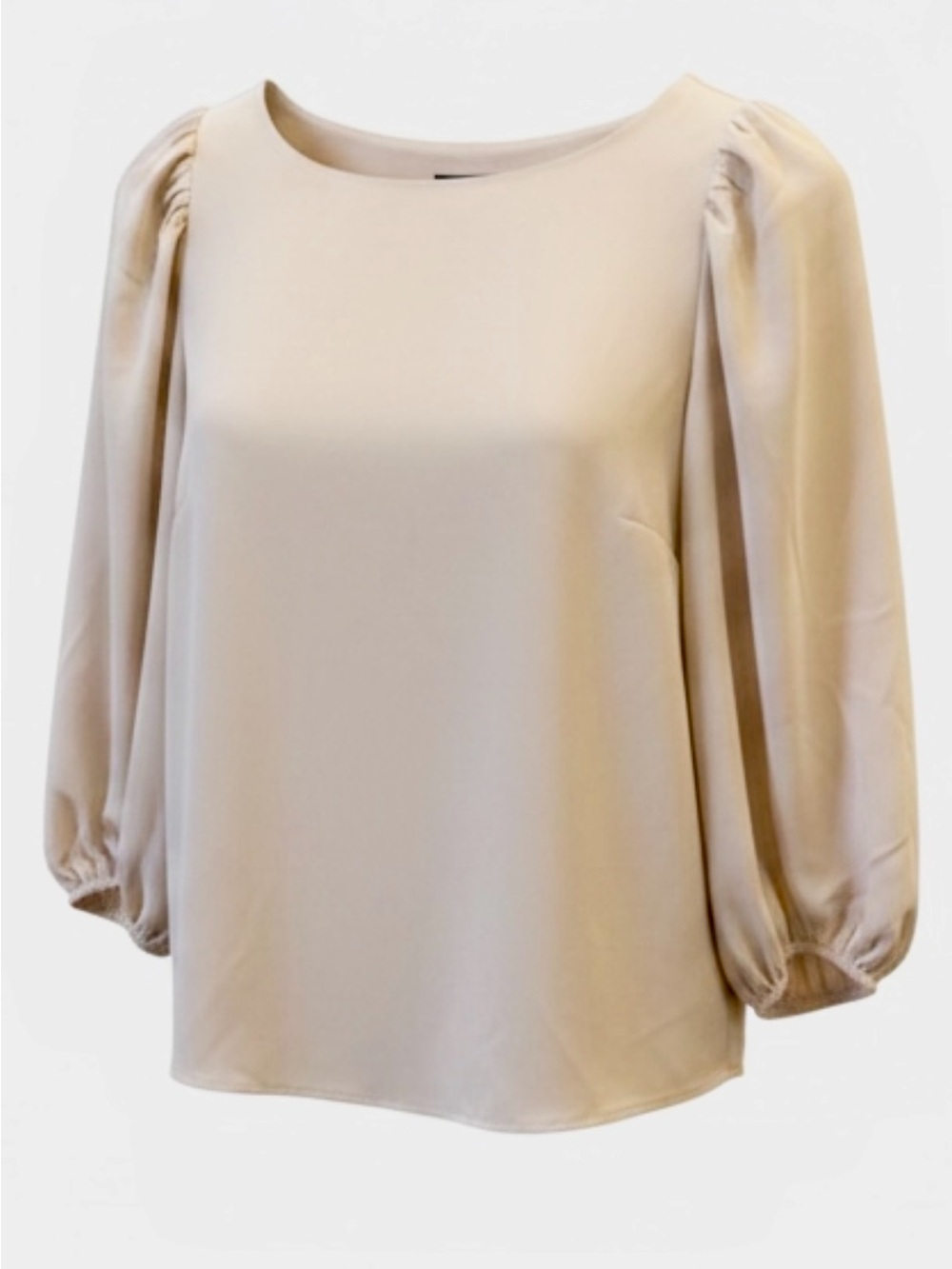 Alex Marie Satin Puff Sleeve Blouse Champagne Square Neck Dressy Top Sz S